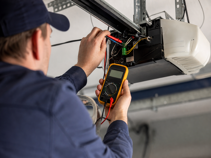 Fix the garage door opener by testing the electrical components during professional repair